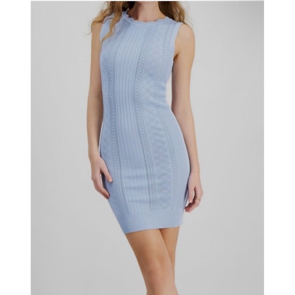 Guess Bodycon Sweater Dress Women's Medium Adaline Sleeveless Fitted Knit Blue - Picture 4 of 10